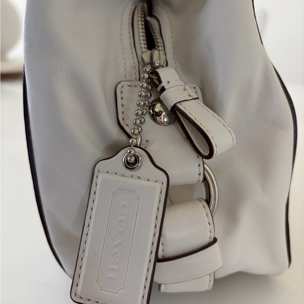 Coach White Genuine Leather Woven Shoulder Bag with Silver Hardware🤍🌿 - Picture 7 of 10